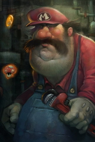 Fat Super Mario Bros. Painting iPhone Wallpaper
